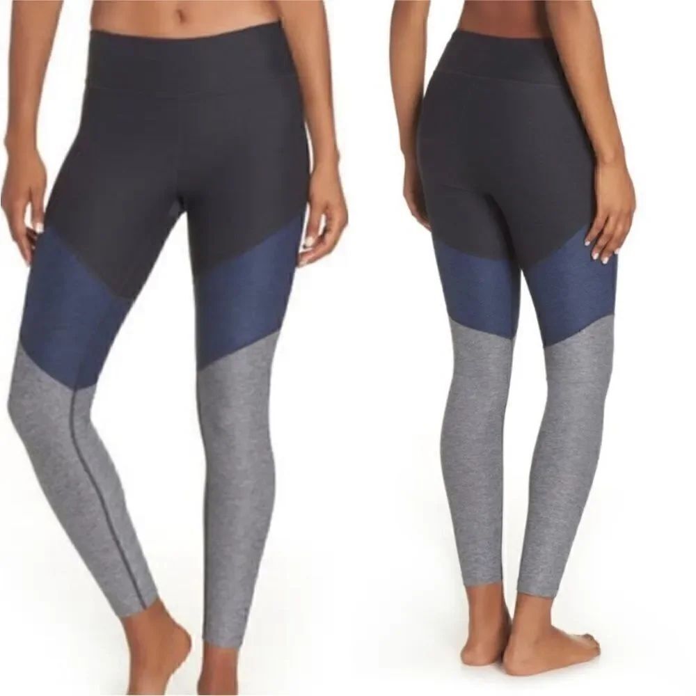 Outdoor Voices 7/8 Springs Leggings Colorblock Black Blue Gray Size Medium